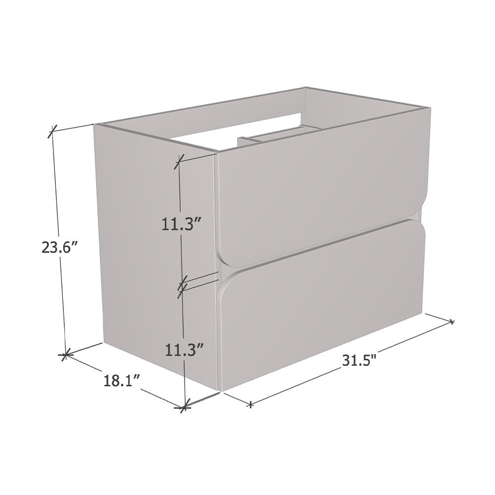 Azurro 2S 80 Floating Bathroom Vanity, dimensions diagram