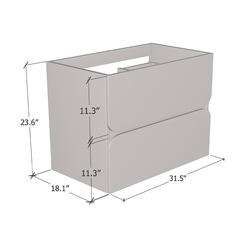 Azurro 2S 80 Floating Bathroom Vanity dimensions diagram