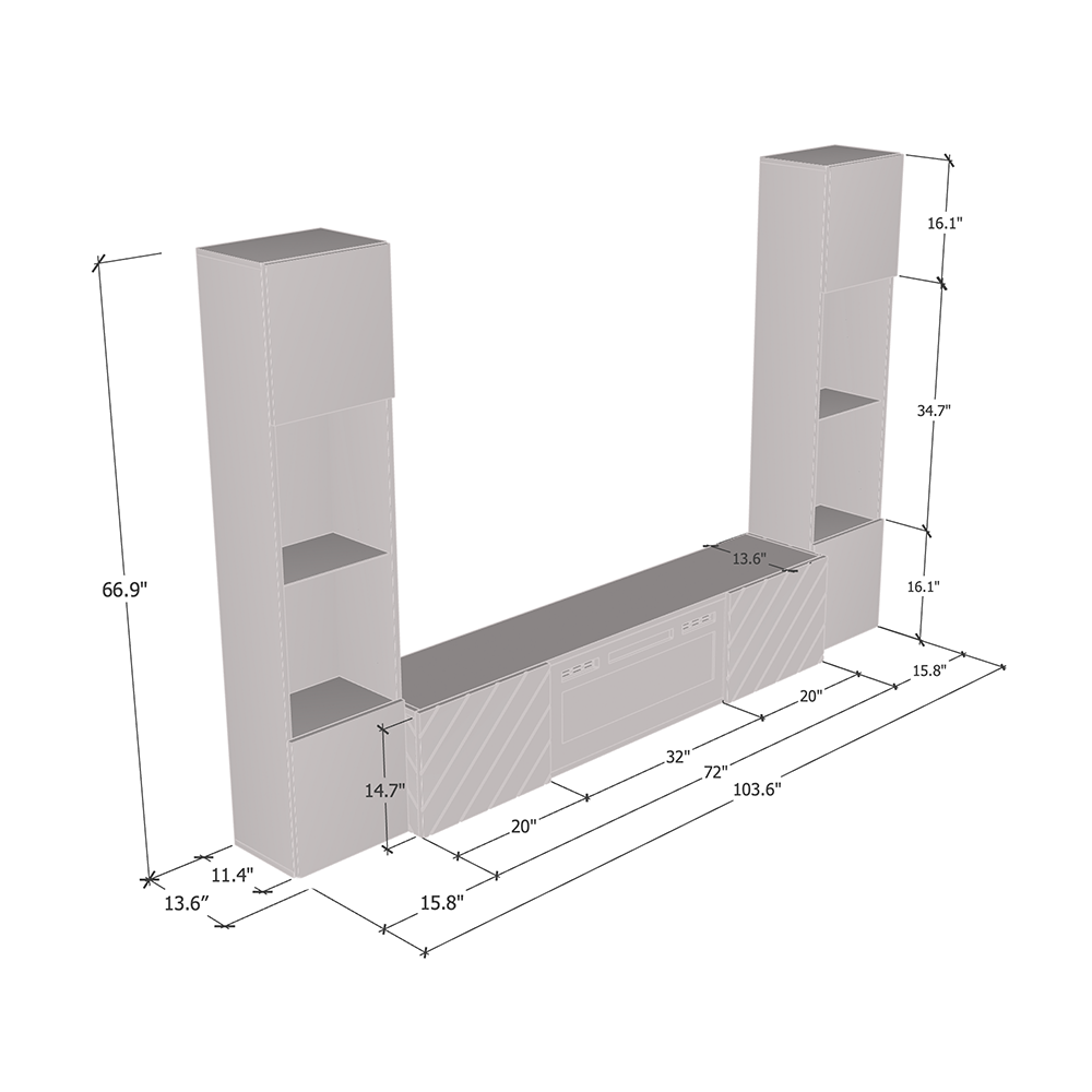 Luxe BL-EF Floating Fireplace Entertainment Center - Meble Furniture