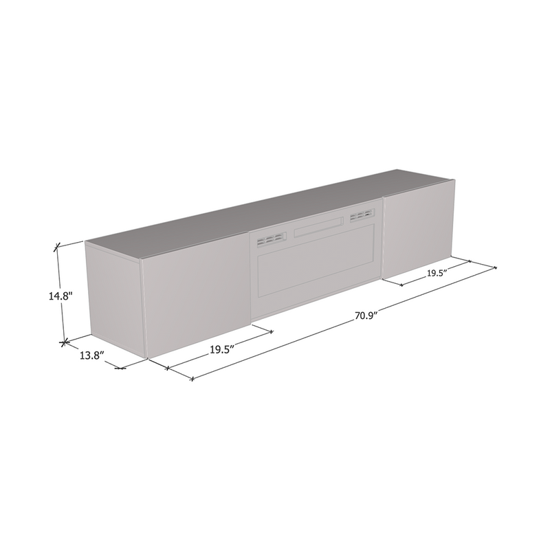 Baja BL-EF Floating Fireplace TV Stand dimensions diagram