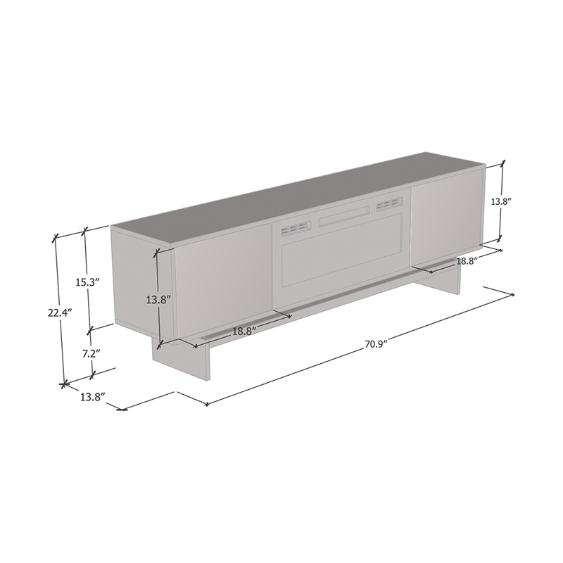 Gram BL-EF Fireplace TV Stand dimensions diagram