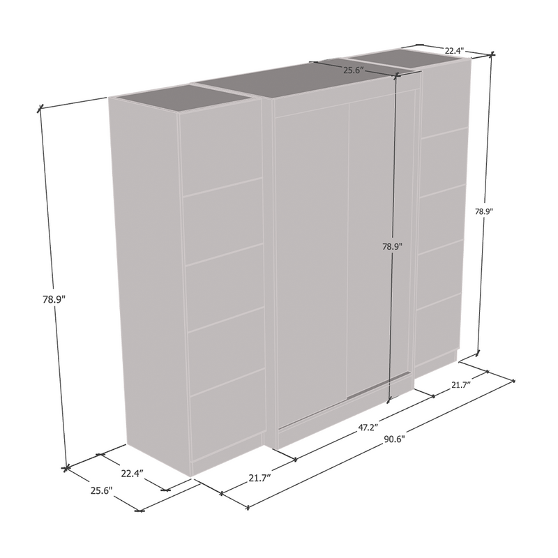 Aria 2D120-EXEX Wardrobe dimensions diagram