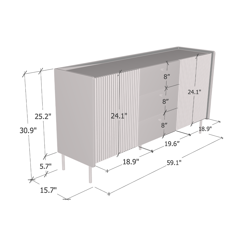 Brandy 2D3S Sideboard, dimensions diagram