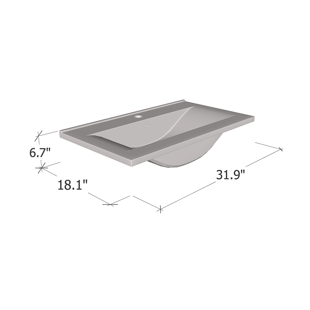 32 Inch Ceramic Drop In Sink - Meble Furniture