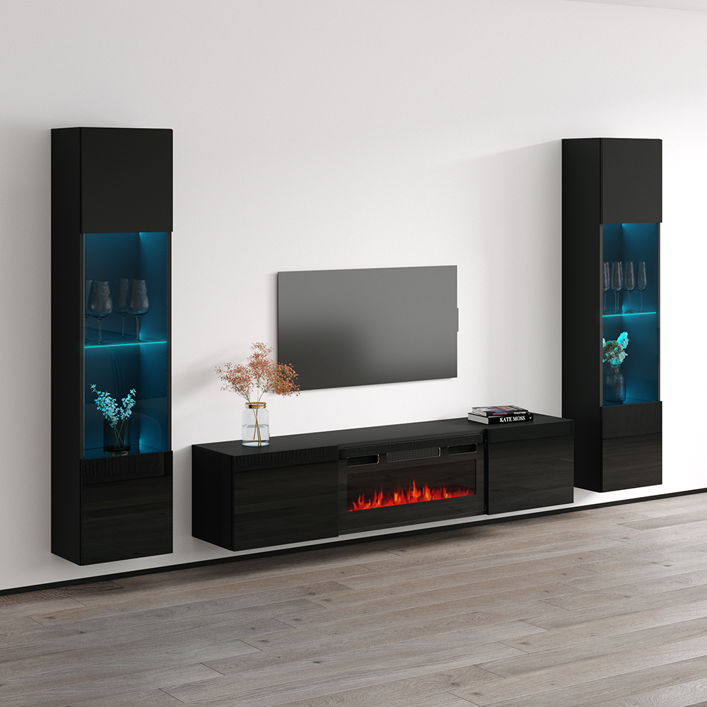 Cali BL-EF Floating Fireplace Entertainment Center - Meble Furniture