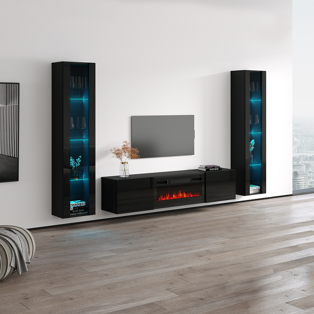 Cali BL-EF Floating Fireplace Entertainment Center - Meble Furniture