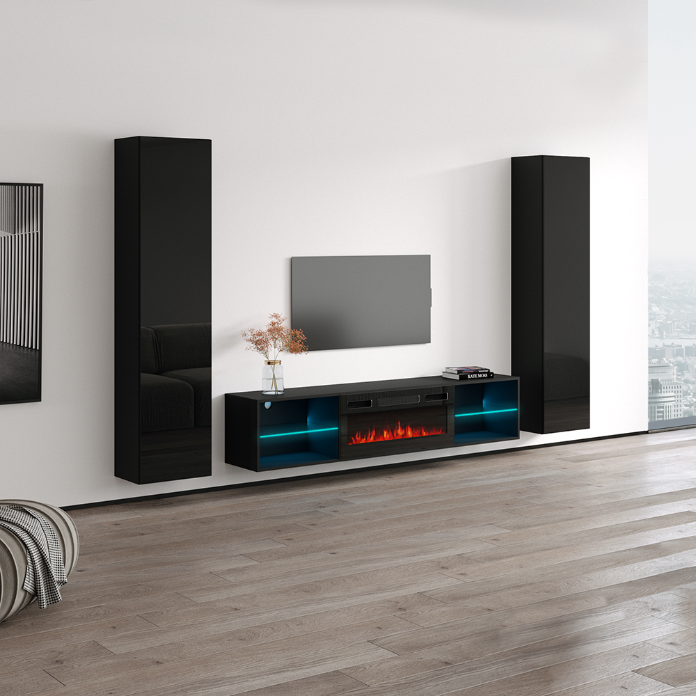 Lima BL-EF Floating Fireplace Entertainment Center - Meble Furniture