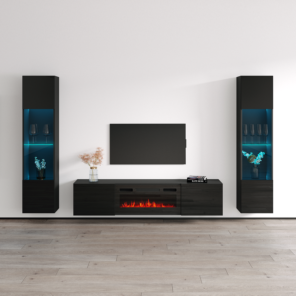 Cali BL-EF Floating Fireplace Entertainment Center - Meble Furniture