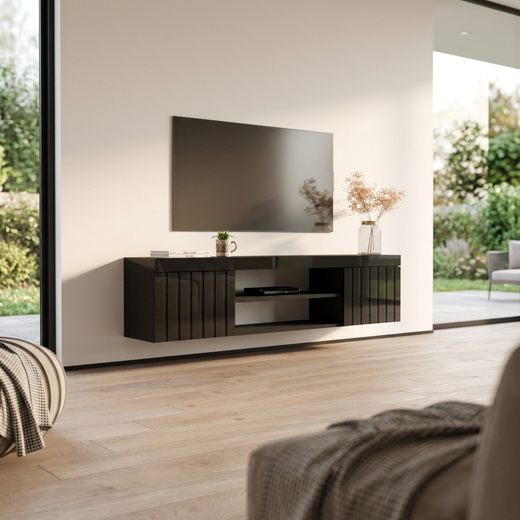 Knoxville Floating TV Stand, Black, photo 8 of 10