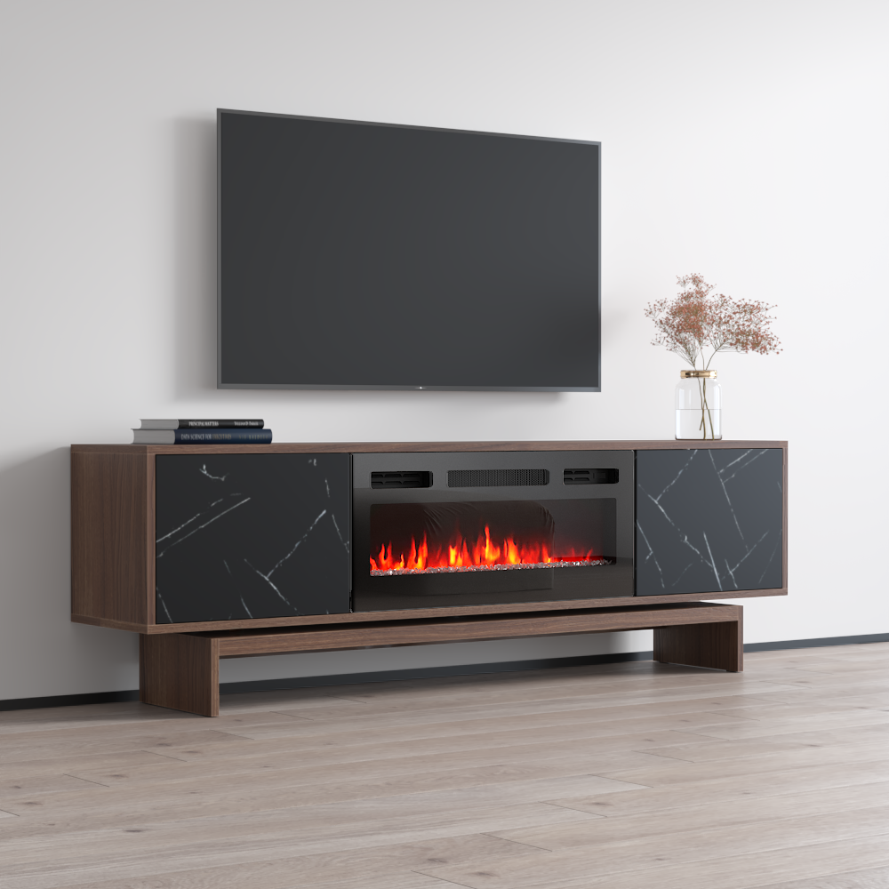 Gram BL-EF Fireplace TV Stand, Walnut/Black, photo 3 of 8