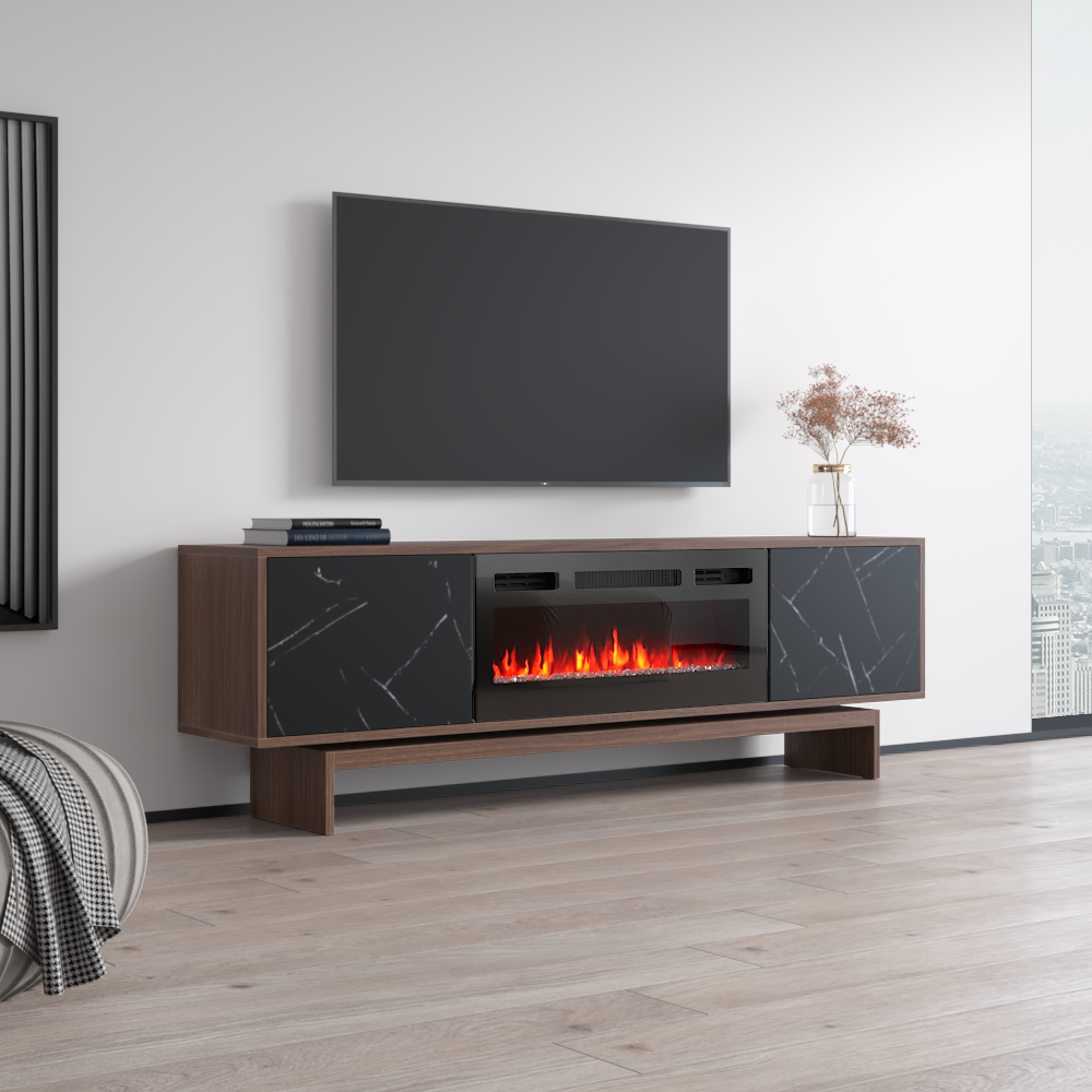 Gram BL-EF Fireplace TV Stand, Walnut/Black, photo 4 of 8