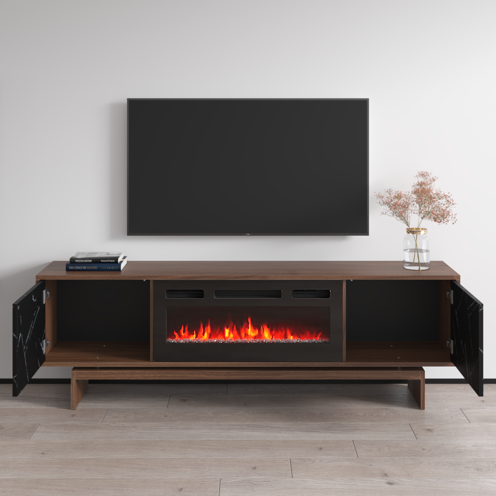 Gram BL-EF Fireplace TV Stand, Walnut/Black, photo 7 of 8