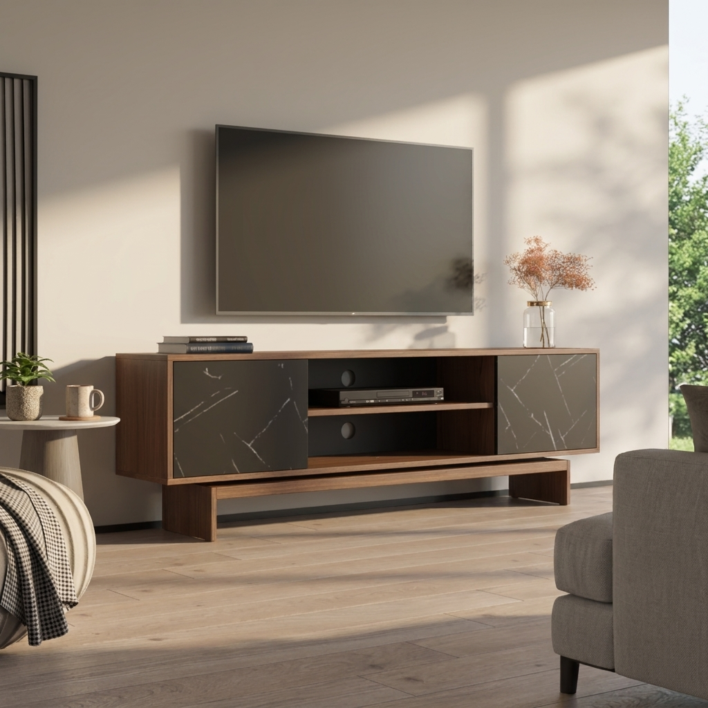 Gram TV Stand, Walnut/Black, photo 2 of 8