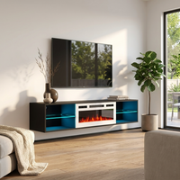 Lima WH-EF Floating Fireplace TV Stand, Black, photo 2 of 6