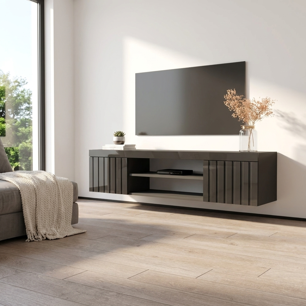 Knoxville Floating TV Stand, Black, photo 2 of 10