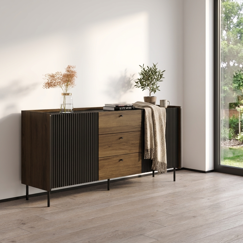 Brandy 2D3S Sideboard, Walnut/Black, photo 6 of 7