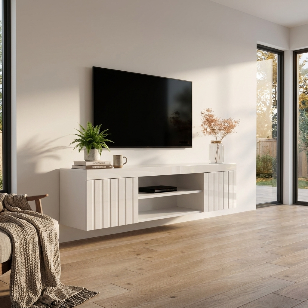 Knoxville Floating TV Stand, White, photo 8 of 9