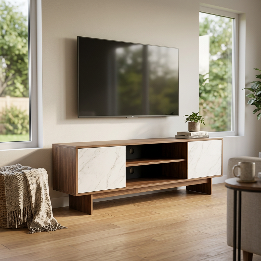Gram TV Stand, Walnut/White, photo 5 of 7
