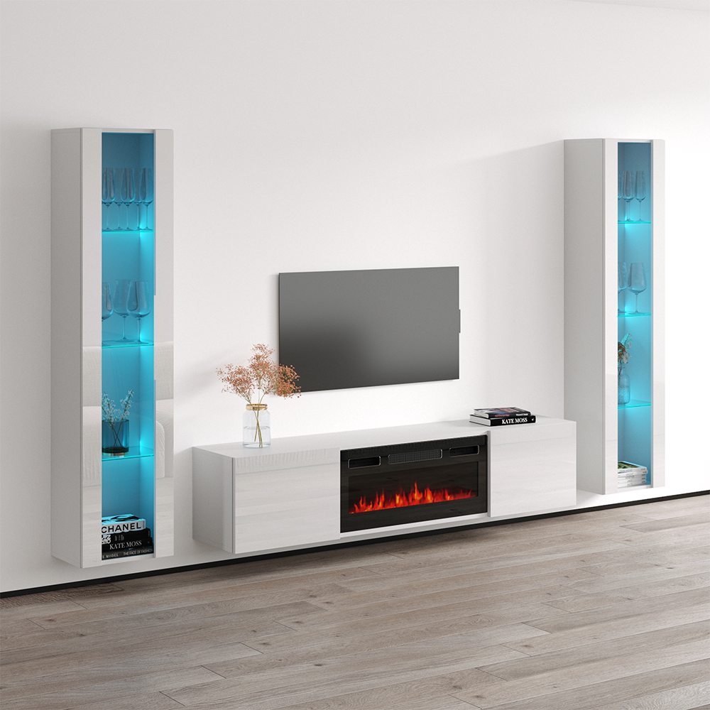 Cali BL-EF Floating Fireplace Entertainment Center - Meble Furniture