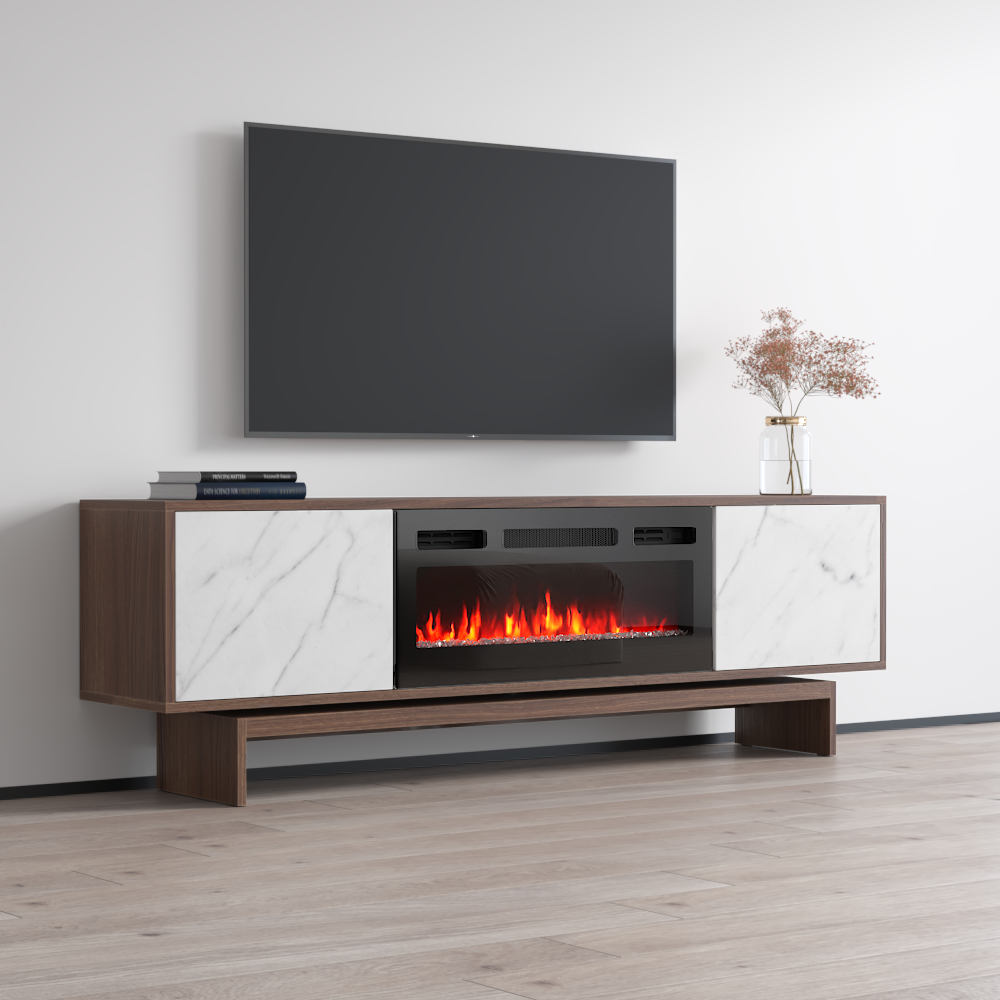 Gram BL-EF Fireplace TV Stand, Walnut/White, photo 3 of 6