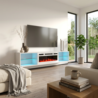 Lima WH-EF Floating Fireplace TV Stand, White, photo 5 of 7