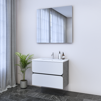 Azurro 2S 80 Floating Bathroom Vanity, Concrete/White, photo 3 of 5
