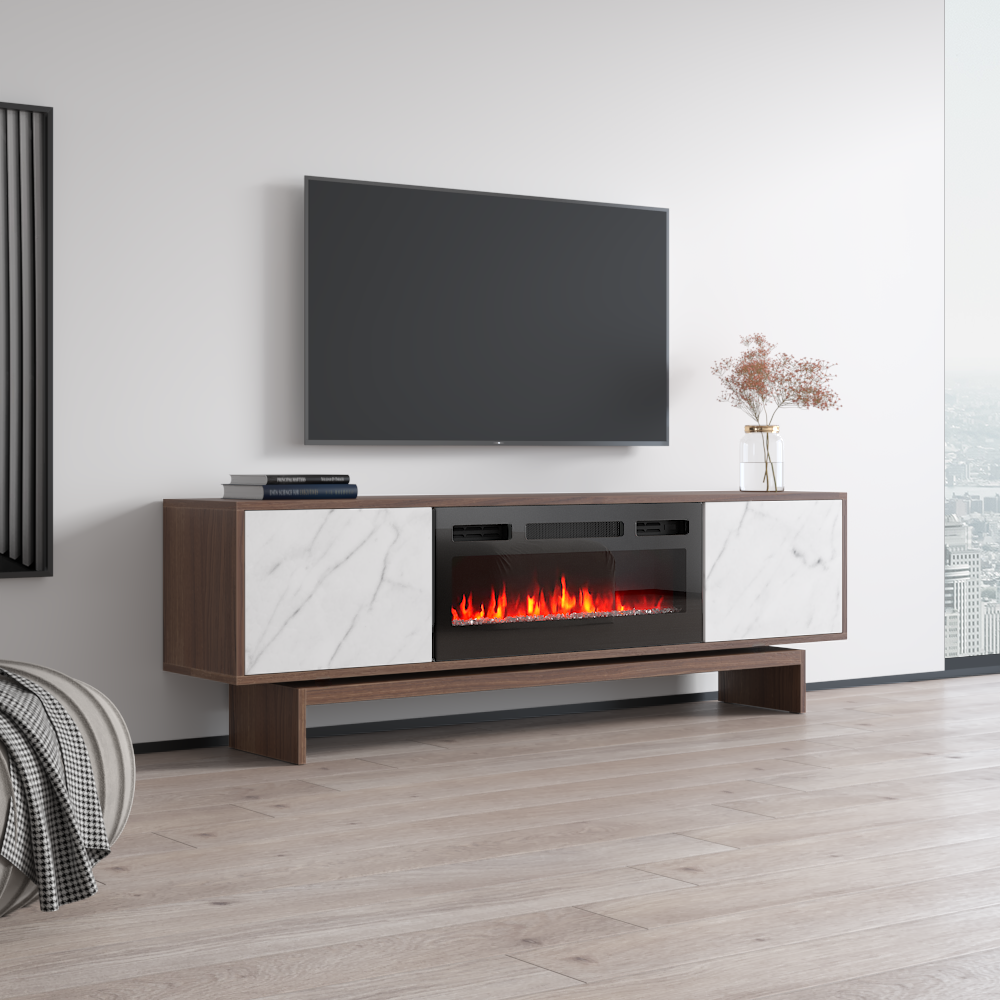 Gram BL-EF Fireplace TV Stand, Walnut/White, photo 4 of 6