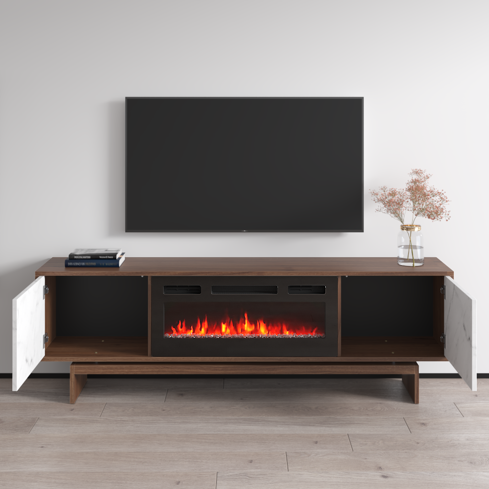 Gram BL-EF Fireplace TV Stand, Walnut/White, photo 6 of 6