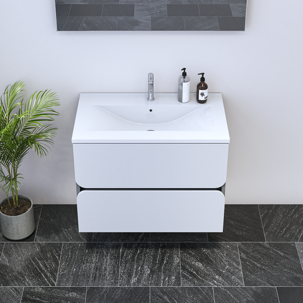 Azurro 2S 80 Floating Bathroom Vanity, Concrete/White, photo 4 of 5