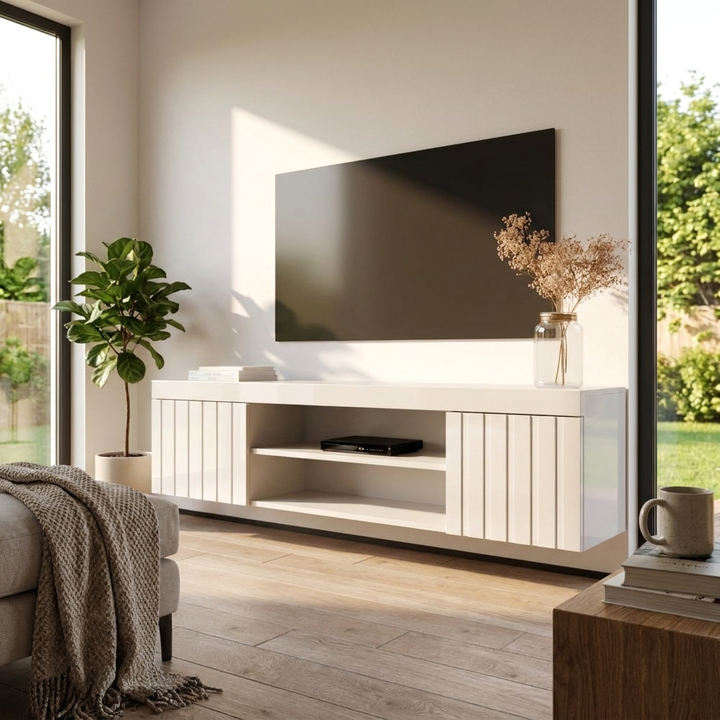 Knoxville Floating TV Stand, White, photo 2 of 9