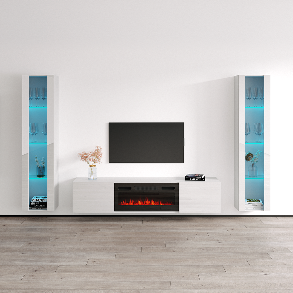 Cali BL-EF Floating Fireplace Entertainment Center - Meble Furniture