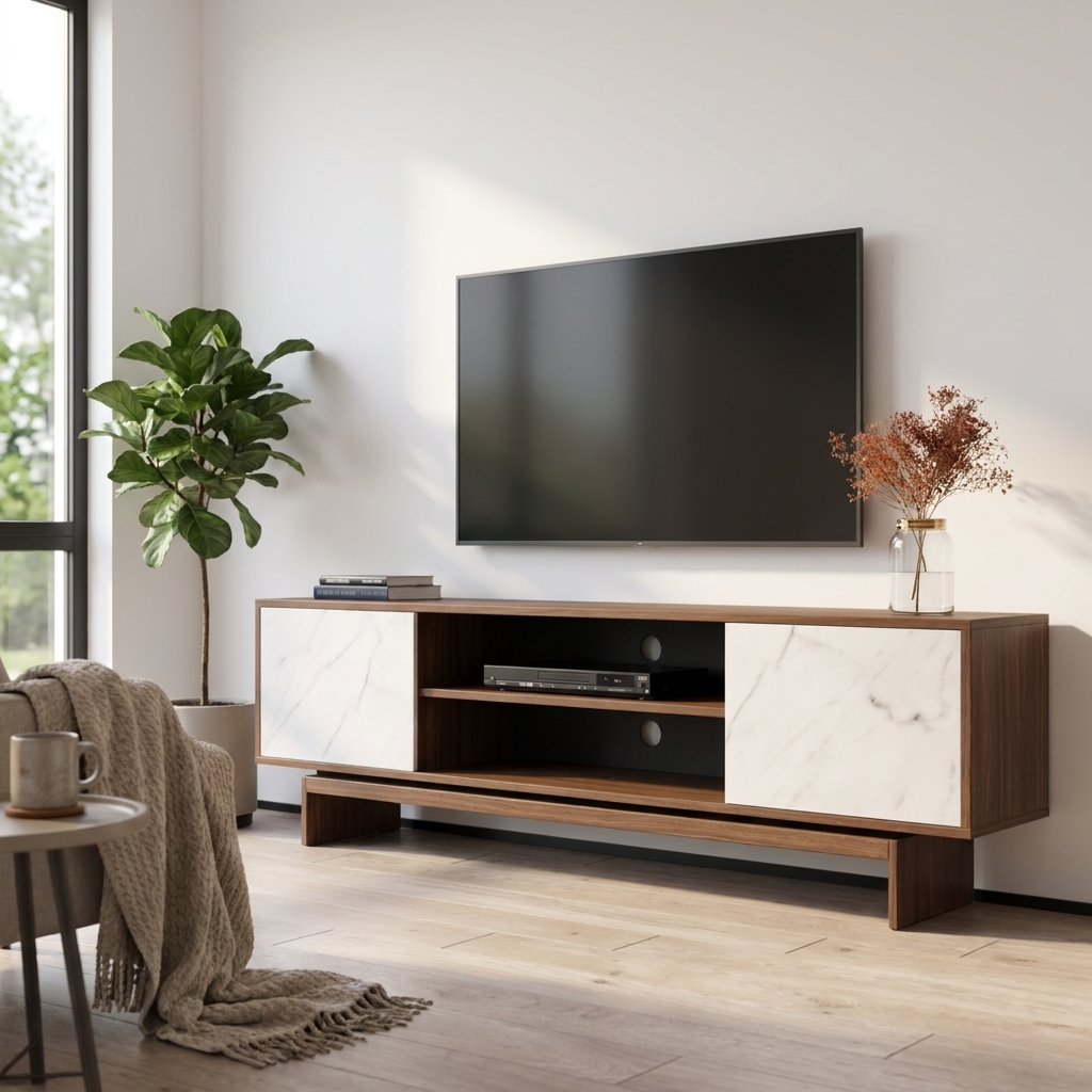 Gram TV Stand, Walnut/White, photo 2 of 7