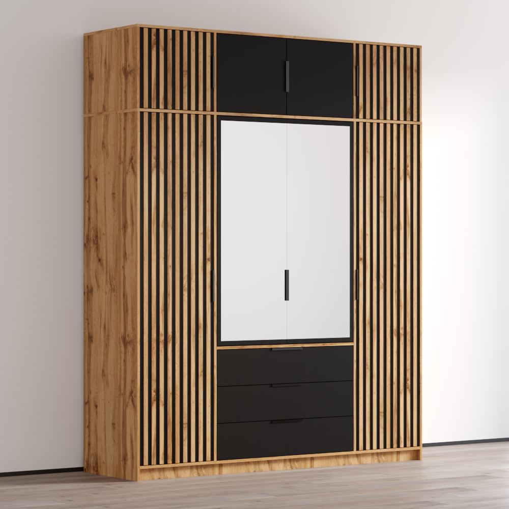 Bali Lux 4D Wardrobe with Extension, Oak, photo 3 of 7