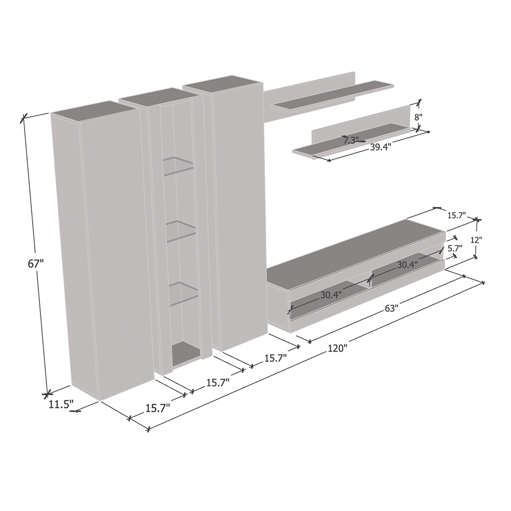 Fly C 34TV Floating Entertainment Center - Meble Furniture