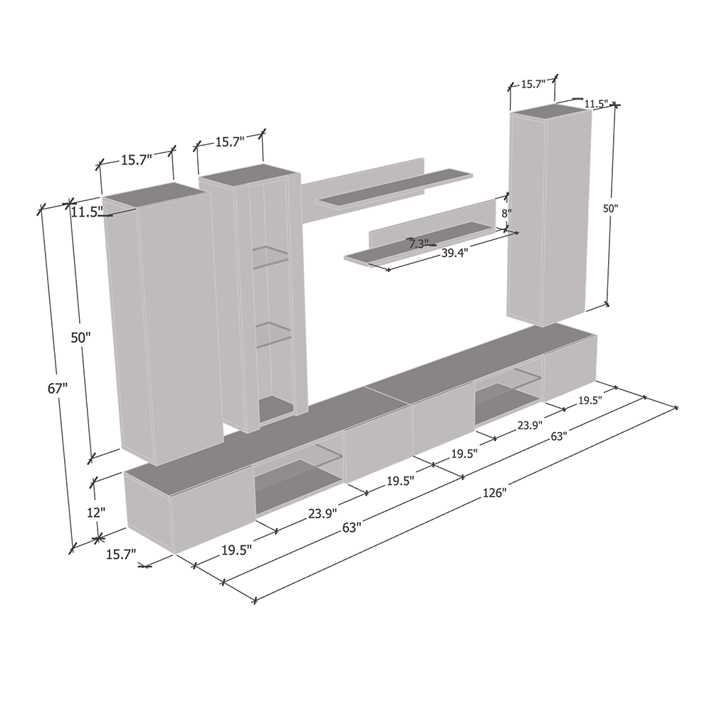 Fly E 33TV Floating Entertainment Center - Meble Furniture