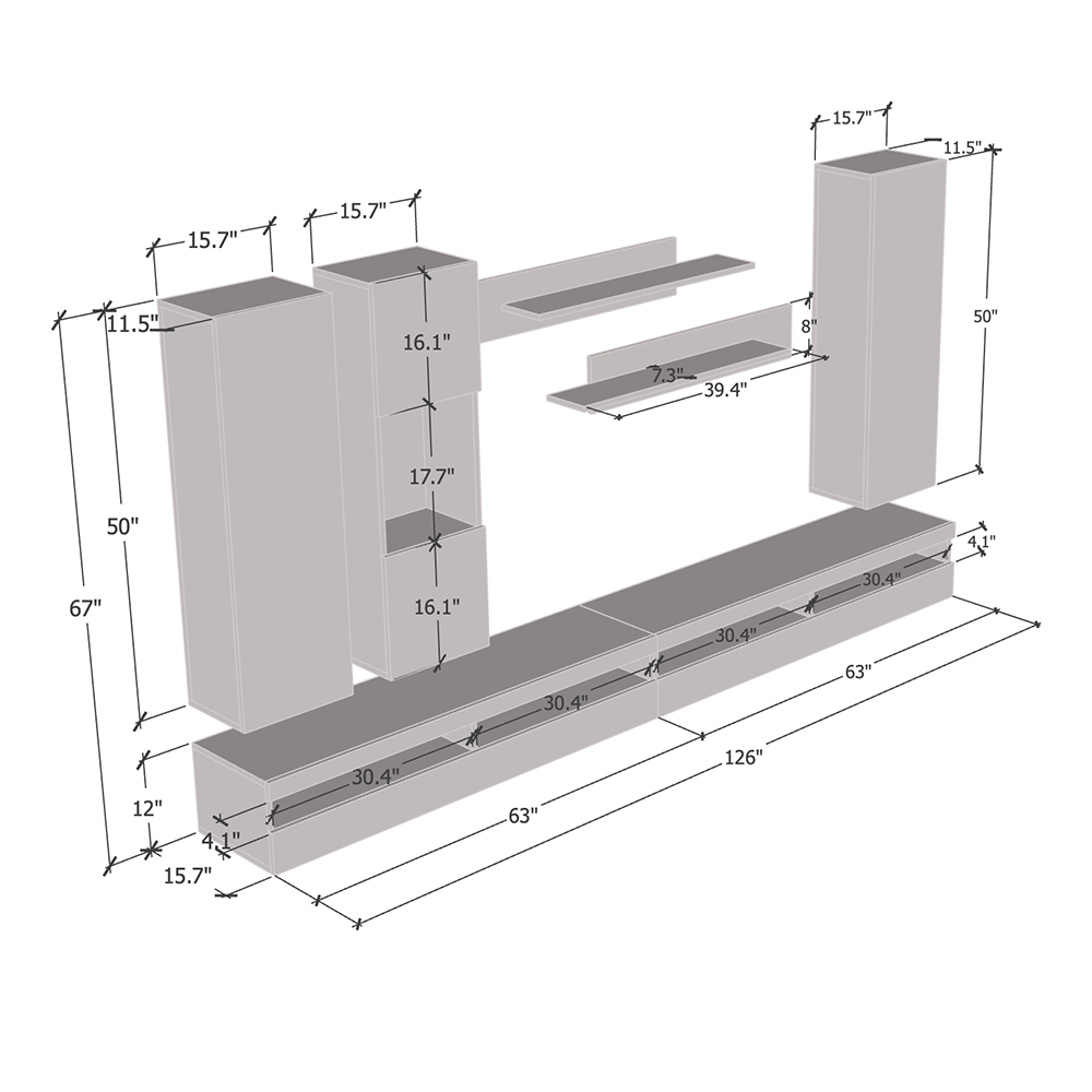 Fly E 35TV Floating Entertainment Center - Meble Furniture