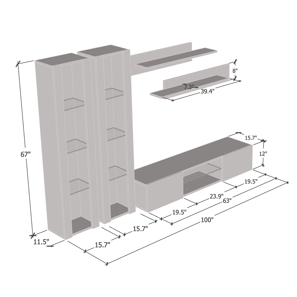 Fly A 33TV Floating Entertainment Center - Meble Furniture