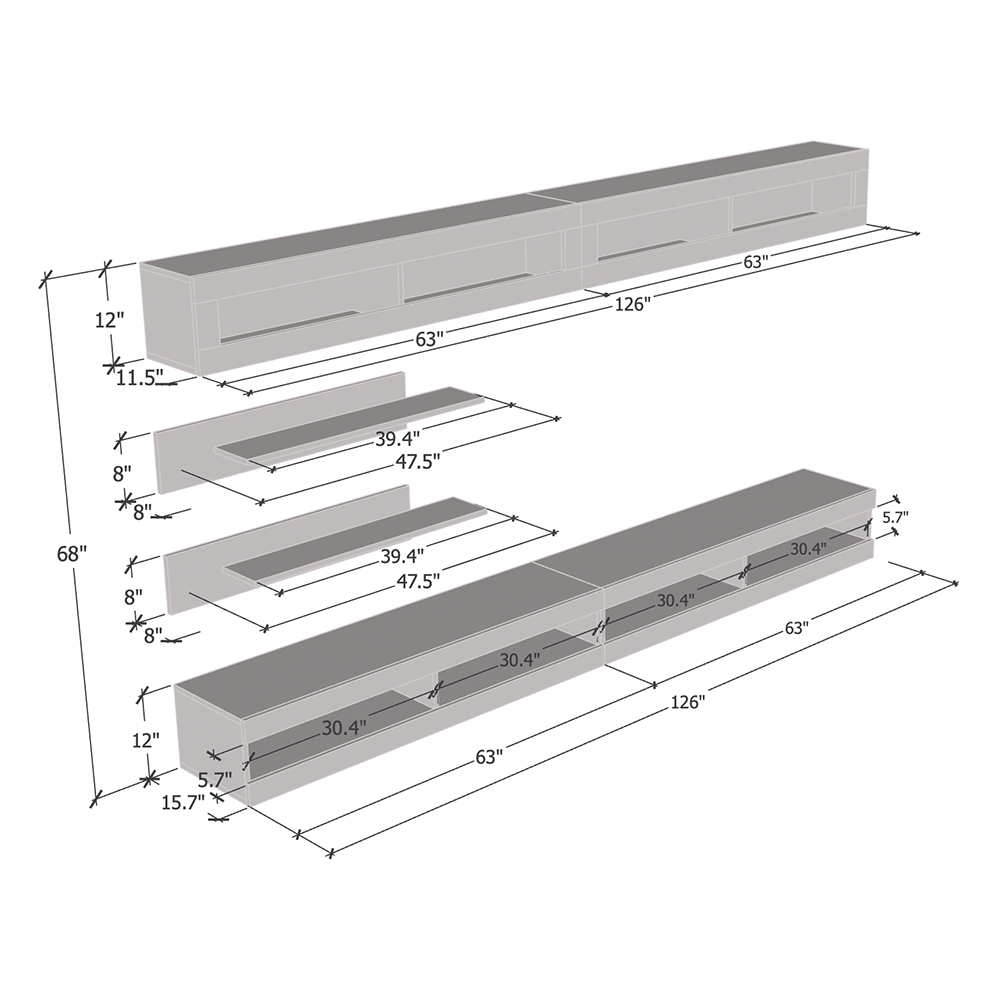 Fly I 34TV Floating Entertainment Center - Meble Furniture