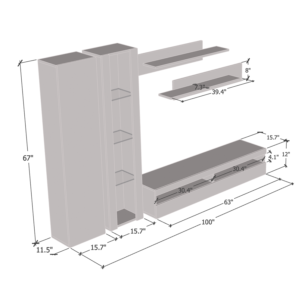 Fly A 35TV Floating Entertainment Center - Meble Furniture