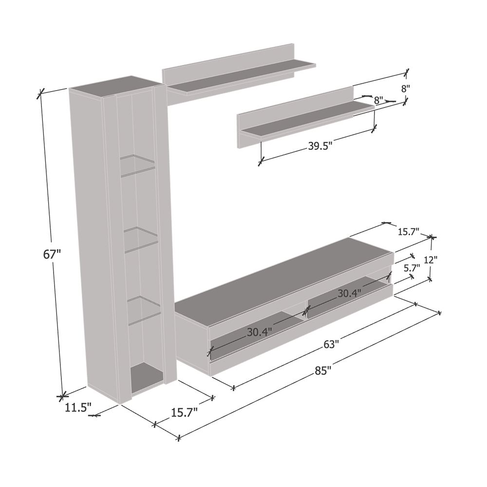 Fly G 34TV Floating Entertainment Center - Meble Furniture