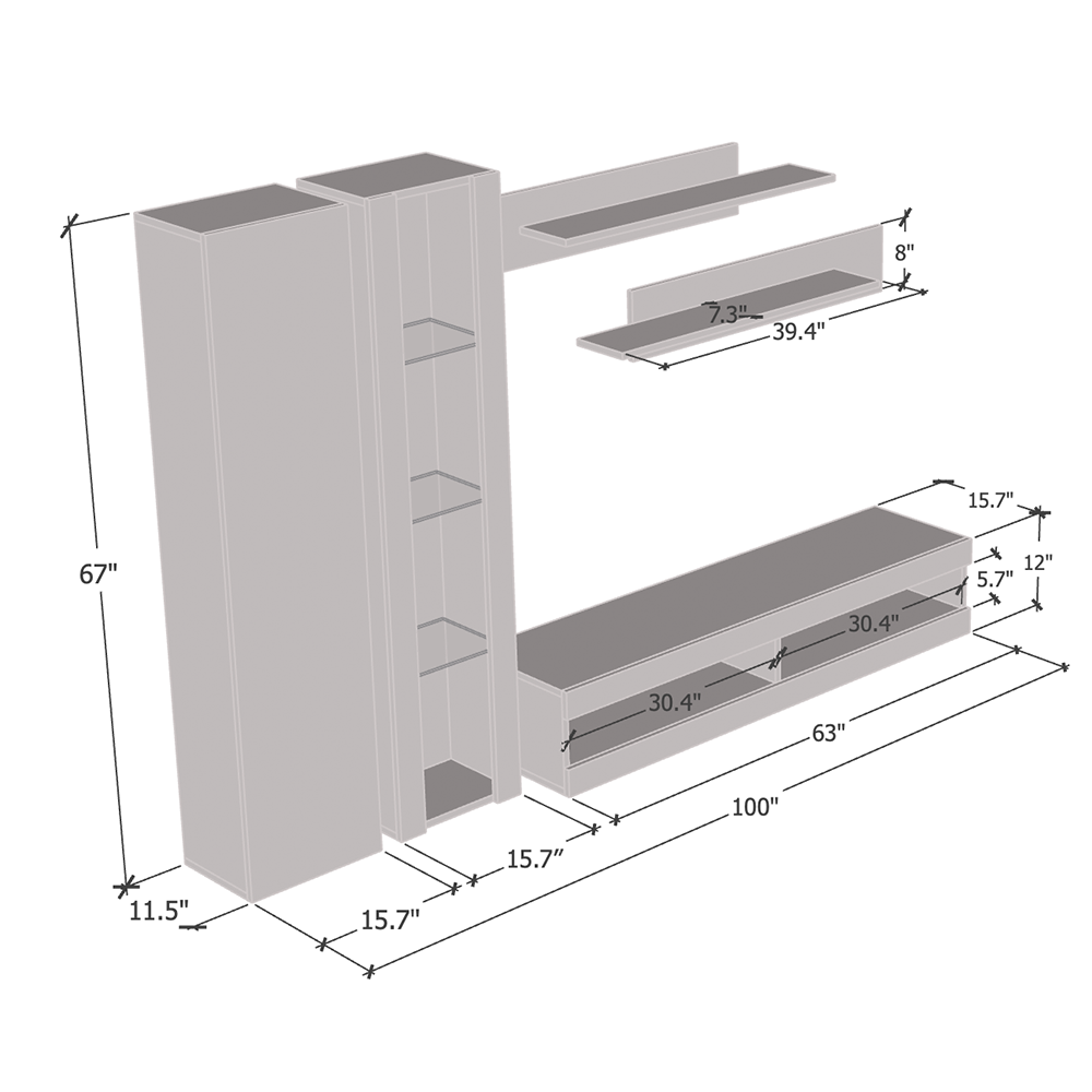 Fly A 34TV Floating Entertainment Center - Meble Furniture