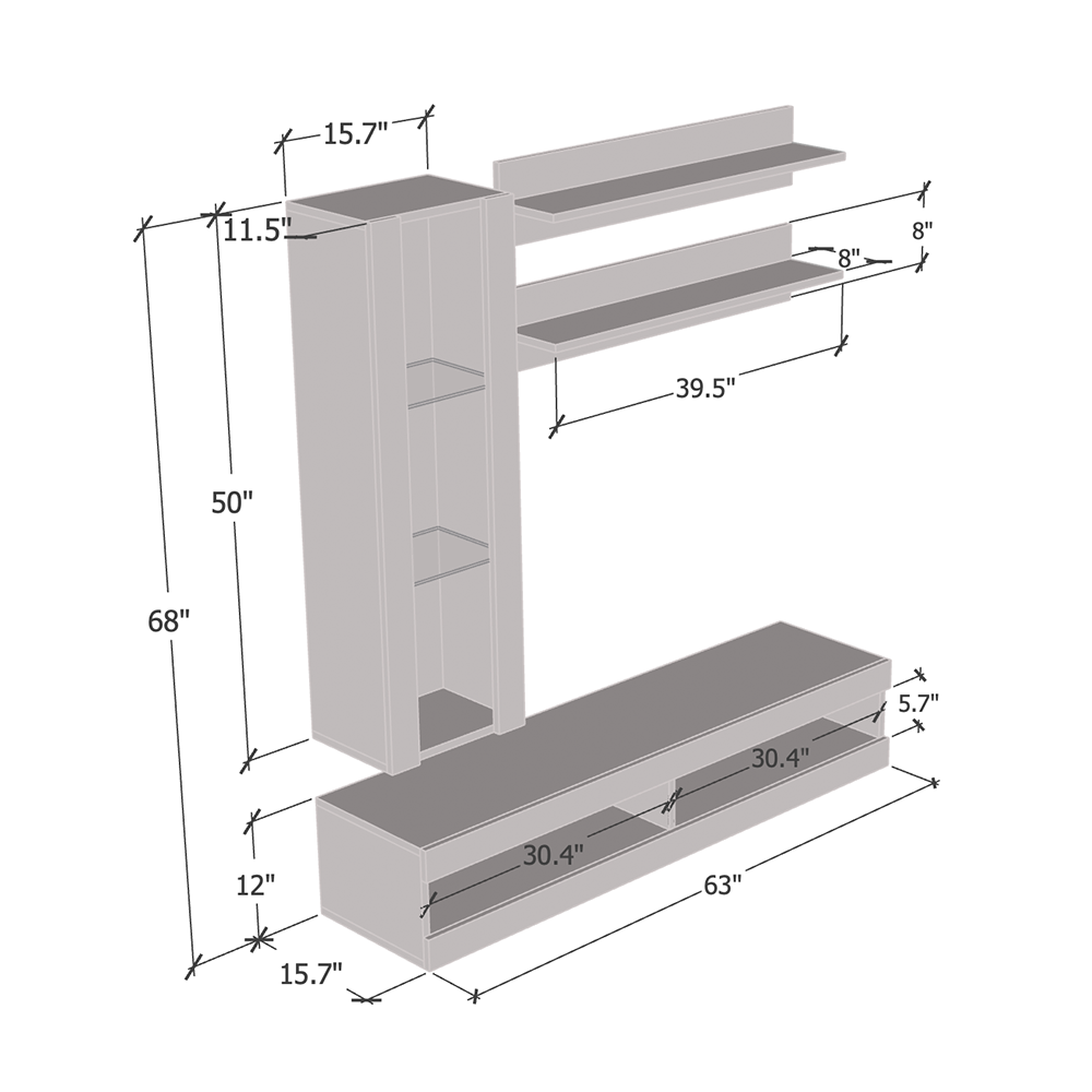 Fly H 34TV Floating Entertainment Center - Meble Furniture