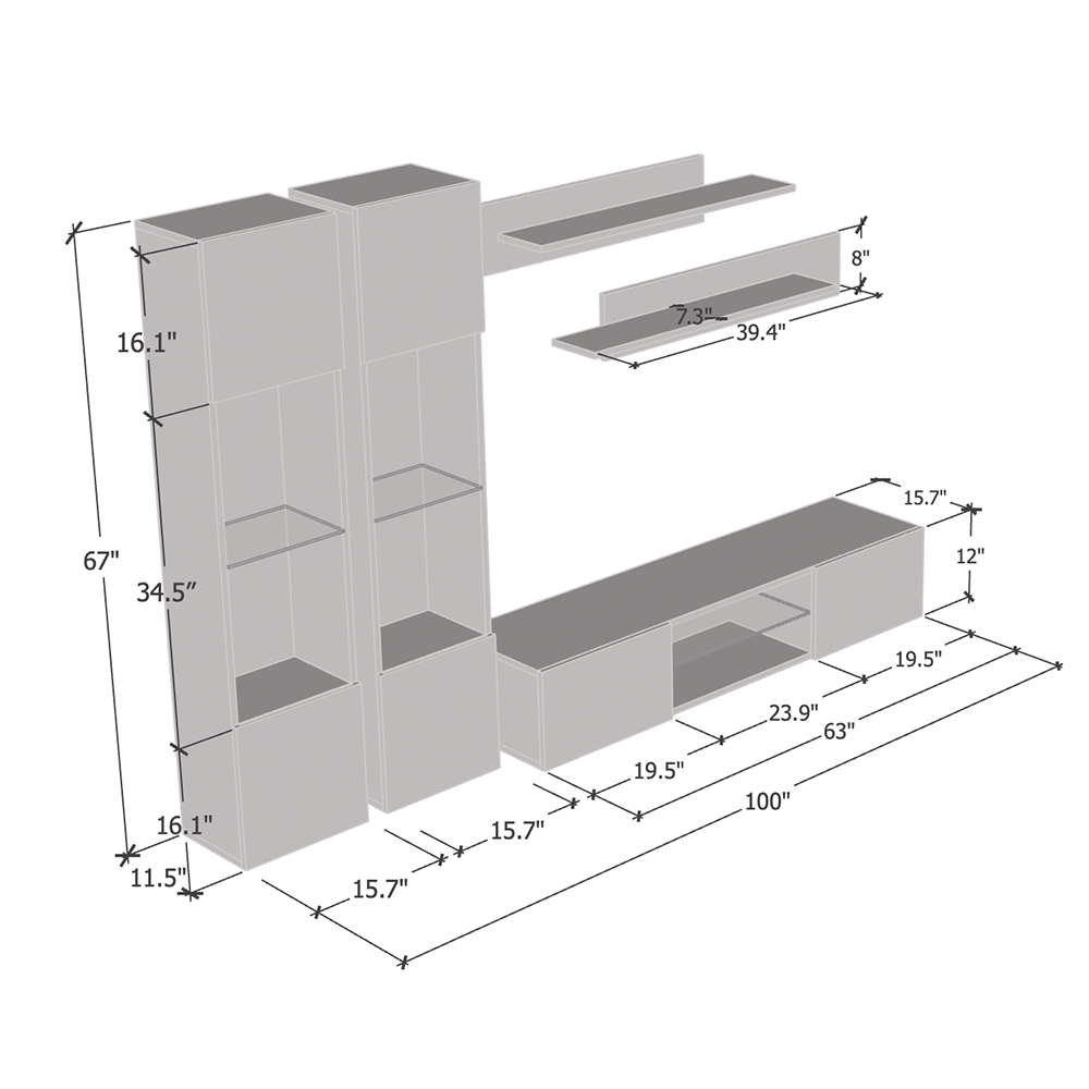 Fly A 33TV Floating Entertainment Center - Meble Furniture