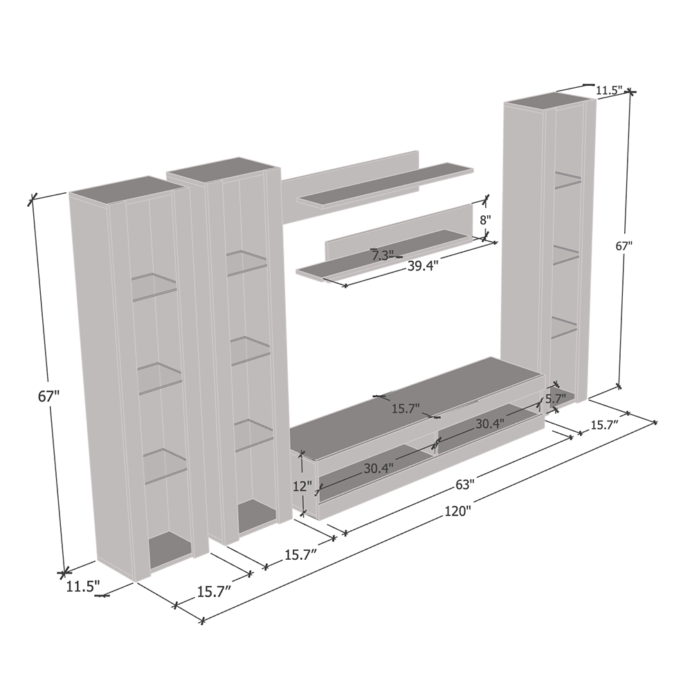 Fly C 34TV Floating Entertainment Center - Meble Furniture