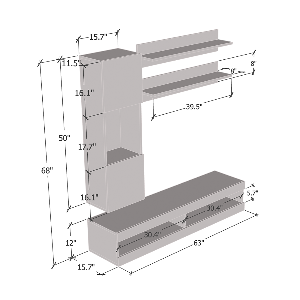 Fly H 34TV Floating Entertainment Center - Meble Furniture
