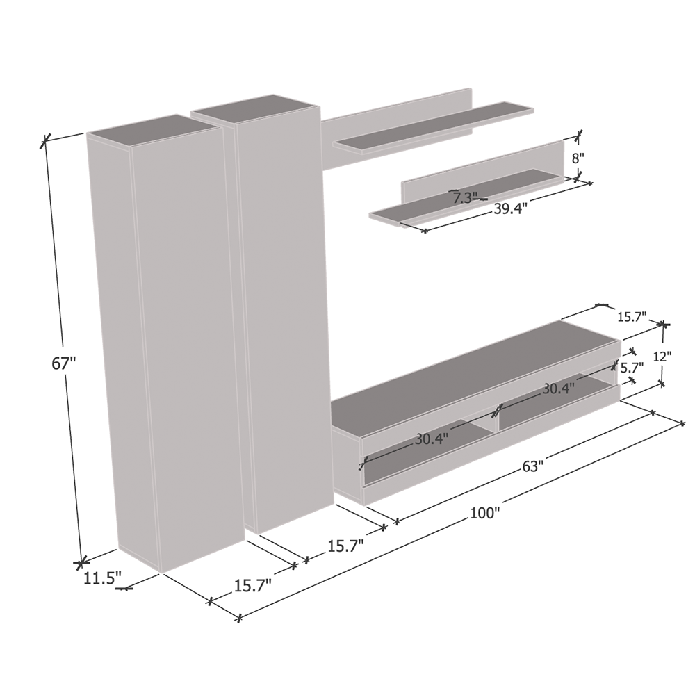 Fly A 34TV Floating Entertainment Center - Meble Furniture