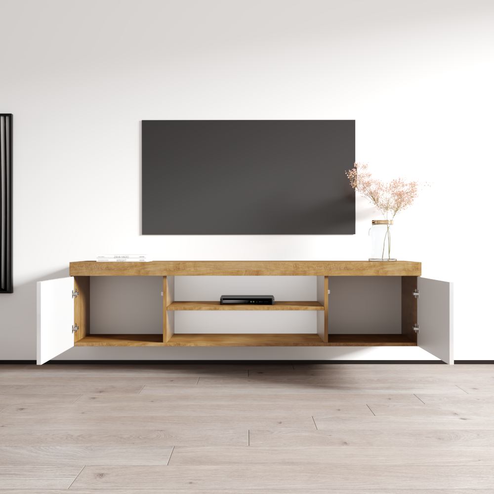 Knoxville Floating TV Stand, Oak/White, photo 9 of 10