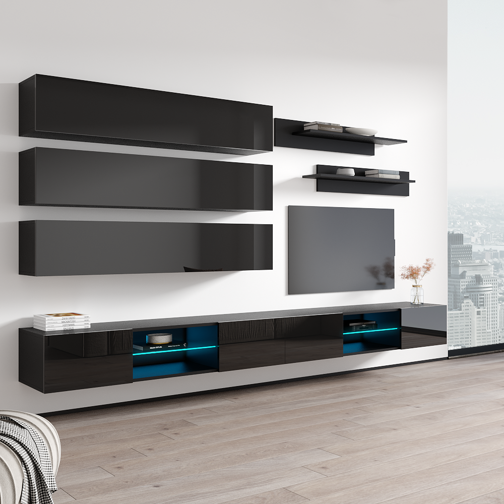 Fly J 33TV Floating Entertainment Center, Black, photo 3 of 15