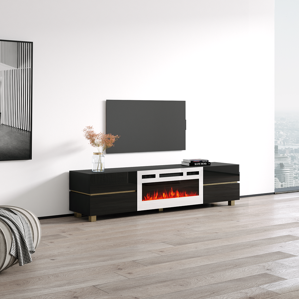 Bono 01 WH-EF Fireplace TV Stand - Meble Furniture