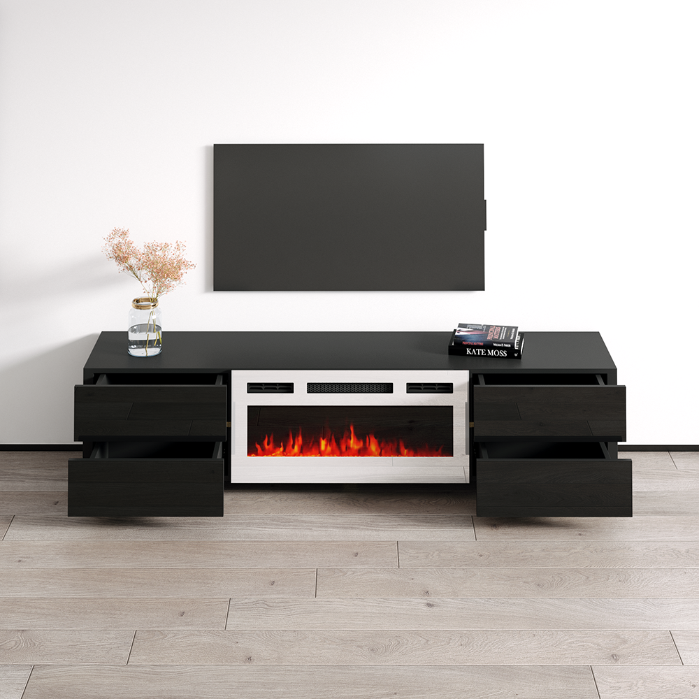Bono 01 WH-EF Fireplace TV Stand - Meble Furniture